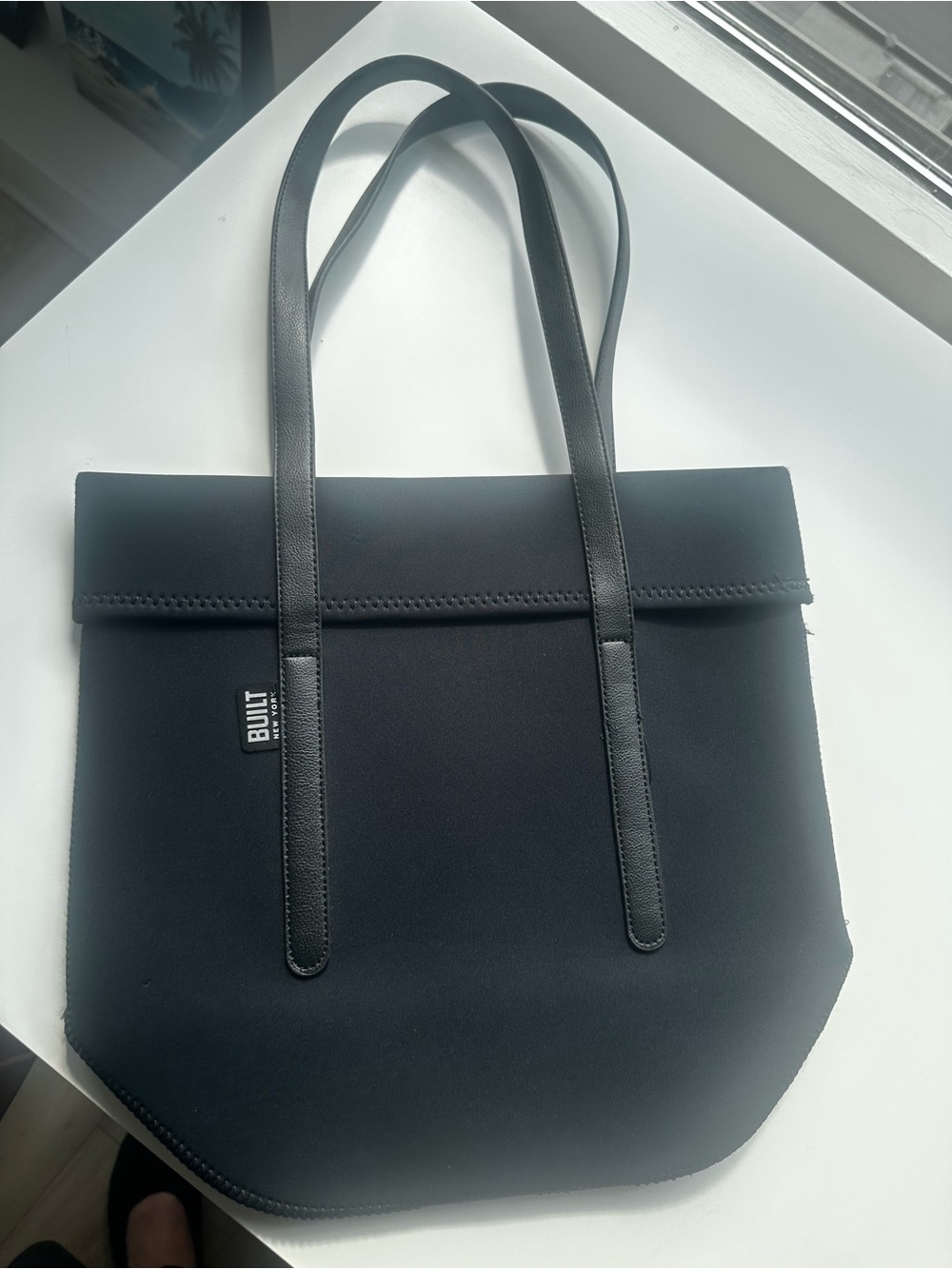 BUILT Black Neoprene Tote with Long Shoulder Straps